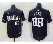 Men's Dallas Cowboys #88 CeeDee Lamb Black 'Gothic Lone Star Edition' Limited Stitched Baseball Jersey