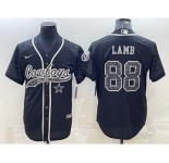 Men's Dallas Cowboys #88 CeeDee Lamb Black Reflective With Patch Cool Base Stitched Baseball Jersey