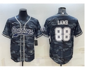 Men's Dallas Cowboys #88 CeeDee Lamb Gray Camo With Patch Cool Base Stitched Baseball Jersey