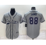 Men's Dallas Cowboys #88 CeeDee Lamb Grey Stitched Cool Base Nike Baseball Jersey