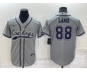 Men's Dallas Cowboys #88 CeeDee Lamb Grey Stitched Cool Base Nike Baseball Jersey