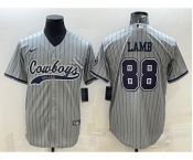 Men's Dallas Cowboys #88 CeeDee Lamb Grey With Patch Cool Base Stitched Baseball Jersey