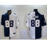 Men's Dallas Cowboys #88 CeeDee Lamb Navy And White Split Stitched Jersey