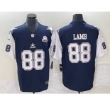 Men's Dallas Cowboys #88 CeeDee Lamb Navy Blue FUSE Vapor Thanksgiving 1960 Patch Limited Stitched Jersey