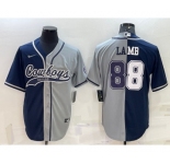 Men's Dallas Cowboys #88 CeeDee Lamb Navy Blue Grey Two Tone With Patch Cool Base Stitched Baseball Jersey