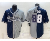 Men's Dallas Cowboys #88 CeeDee Lamb Navy Blue Grey Two Tone With Patch Cool Base Stitched Baseball Jersey