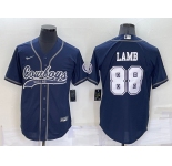 Men's Dallas Cowboys #88 CeeDee Lamb Navy Blue Stitched Cool Base Nike Baseball Jersey