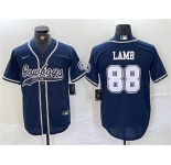 Men's Dallas Cowboys #88 CeeDee Lamb Navy Cool Base Baseball Stitched Jersey