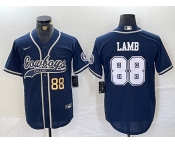 Men's Dallas Cowboys #88 CeeDee Lamb Navy Cool Base Stitched Baseball Jerseys