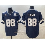 Men's Dallas Cowboys #88 CeeDee Lamb Navy F.U.S.E. With 5x Super Bowl Champions & Established In 1960 Patch Vapor Limited Stitched Football Jersey