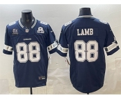 Men's Dallas Cowboys #88 CeeDee Lamb Navy F.U.S.E. With 5x Super Bowl Champions & Established In 1960 Patch Vapor Limited Stitched Football Jersey