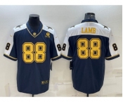 Men's Dallas Cowboys #88 CeeDee Lamb Navy Gold Edition With 1960 Patch Limited Stitched Football Jersey