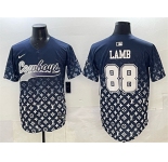 Men's Dallas Cowboys #88 CeeDee Lamb Navy Limited Stitched Baseball Jersey