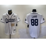Men's Dallas Cowboys #88 CeeDee Lamb White 2022 Olive Salute To Service Cool Base Stitched Baseball Jersey