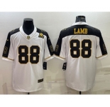 Men's Dallas Cowboys #88 CeeDee Lamb White Gold Edition With 1960 Patch Limited Stitched Football Jersey