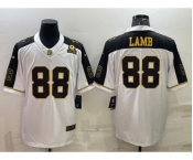 Men's Dallas Cowboys #88 CeeDee Lamb White Gold Edition With 1960 Patch Limited Stitched Football Jersey