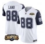 Men's Dallas Cowboys #88 CeeDee Lamb White Navy 2023 F.U.S.E. NFC East Champions Patch Football Stitched Jersey