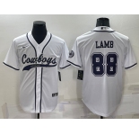 Men's Dallas Cowboys #88 CeeDee Lamb White Stitched Cool Base Nike Baseball Jersey
