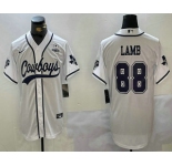 Men's Dallas Cowboys #88 CeeDee Lamb White With 1960 Patch Cool Base Stitched Baseball Jersey