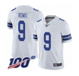 Men's Dallas Cowboys #9 Tony Romo White Vapor Untouchable Limited Player 100th Season Football Jersey