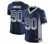 Men's Dallas Cowboys #90 DeMarcus Lawrence Limited Navy Blue Rush Drift Fashion Football Jersey