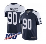 Men's Dallas Cowboys #90 DeMarcus Lawrence Navy Blue Throwback Alternate Vapor Untouchable Limited Player 100th Season Football Jersey