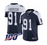 Men's Dallas Cowboys #91 L. P. Ladouceur Navy Blue Throwback Alternate Vapor Untouchable Limited Player 100th Season Football Jersey