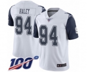 Men's Dallas Cowboys #94 Charles Haley Limited White Rush Vapor Untouchable 100th Season Football Jersey