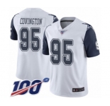 Men's Dallas Cowboys #95 Christian Covington Limited White Rush Vapor Untouchable 100th Season Football Jersey