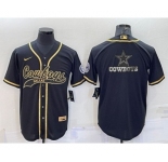Men's Dallas Cowboys Black Gold Team Big Logo With Patch Cool Base Stitched Baseball Jersey