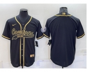 Men's Dallas Cowboys Black Gold With Patch Cool Base Stitched Baseball Jersey
