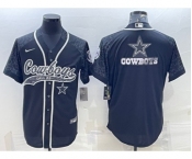 Men's Dallas Cowboys Black Reflective Team Big Logo With Patch Cool Base Stitched Baseball Jersey