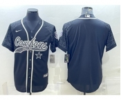 Men's Dallas Cowboys Blank Black Reflective With Patch Cool Base Stitched Baseball Jersey