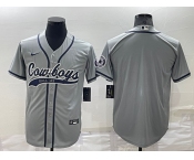 Men's Dallas Cowboys Blank Grey Stitched MLB Cool Base Nike Baseball Jersey