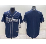 Men's Dallas Cowboys Blank Navy Cool Base Stitched Baseball Jersey