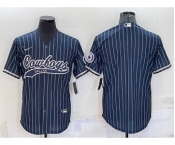 Men's Dallas Cowboys Blank Navy With Patch Cool Base Stitched Baseball Jersey
