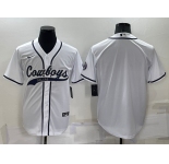 Men's Dallas Cowboys Blank White Stitched MLB Cool Base Nike Baseball Jersey
