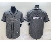 Men's Dallas Cowboys Grey Gridiron Team Big Logo Cool Base Stitched Baseball Jersey