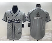 Men's Dallas Cowboys Grey Team Big Logo With Patch Cool Base Stitched Baseball Jerse