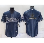 Men's Dallas Cowboys Navy Team Big Logo With Patch Cool Base Stitched Baseball Jersey