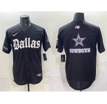Men's Dallas Cowboys Team Big Logo Black 'Gothic Lone Star Edition' Limited Stitched Baseball Jersey
