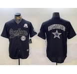 Men's Dallas Cowboys Team Big Logo Black With Patch Cool Base Stitched Baseball Jersey