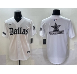 Men's Dallas Cowboys Team Big Logo White 'Gothic Lone Star Edition' Limited Stitched Baseball Jersey