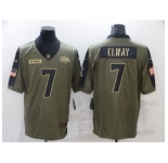 Men's Denver Broncos #7 John Elway Nike Olive 2021 Salute To Service Limited Player Jersey