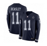 Men's Nike Dallas Cowboys #11 Cole Beasley Limited Navy Blue Therma Long Sleeve NFL Jersey