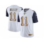 Men's Nike Dallas Cowboys #11 Cole Beasley Limited White Gold Rush NFL Jersey