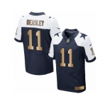 Men's Nike Dallas Cowboys #11 Cole Beasley  Navy Gold Throwback Alternate NFL Jersey