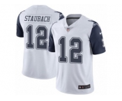 Men's Nike Dallas Cowboys #12 Roger Staubach White Stitched NFL Limited Rush Jersey
