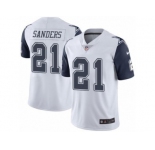 Men's Nike Dallas Cowboys #21 Deion Sanders White Stitched NFL Limited Rush Jersey