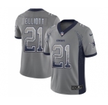Men's Nike Dallas Cowboys #21 Ezekiel Elliott Limited Grey Rush Drift Fashion NFL Jersey